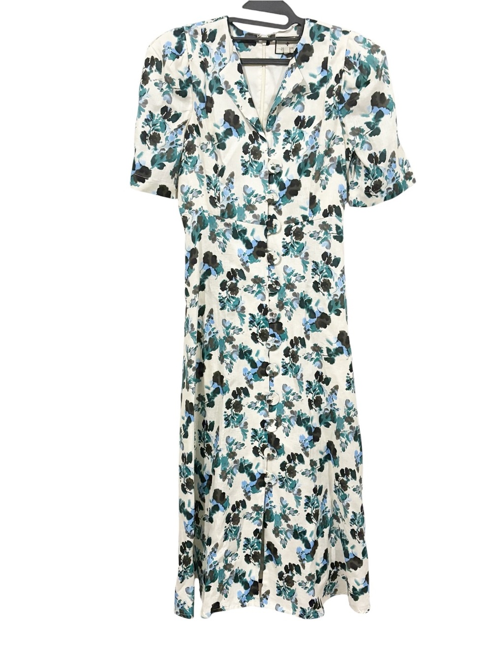 Tuckernuck Hadley Dress S Small 100% Linen Budding Bluebell Floral Midi Blue - Picture 3 of 7